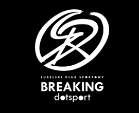Pionowy emblemat LKS Breaking DOTSPORT w negatywie