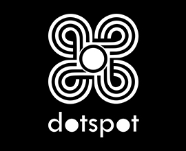 Logo Przestrzeni Kreatywnej DOTSPORT w negatywie